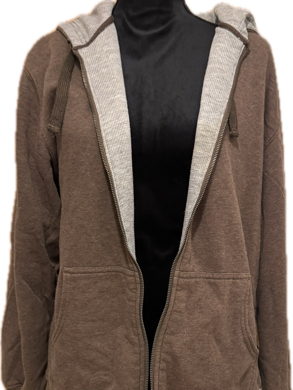 Joe Boxer Brown Utility Zip Hoodie with Light Gray Lining